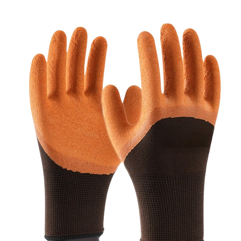 Latex coffee semi-hanging foam labor protection Wear resistant handling soft breathable work gloves with adhesive