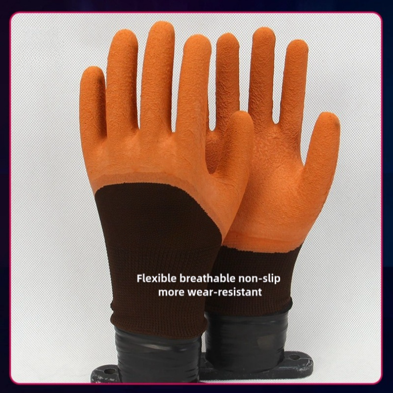 Latex coffee semi-hanging foam labor protection Wear resistant handling soft breathable work gloves with adhesive