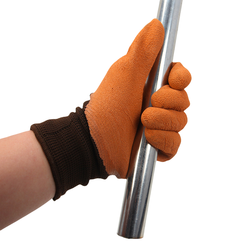 Latex coffee semi-hanging foam labor protection Wear resistant handling soft breathable work gloves with adhesive