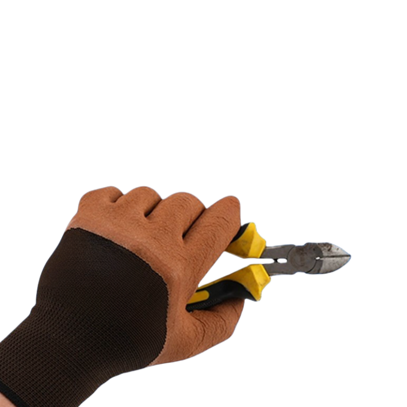 Latex coffee semi-hanging foam labor protection Wear resistant handling soft breathable work gloves with adhesive