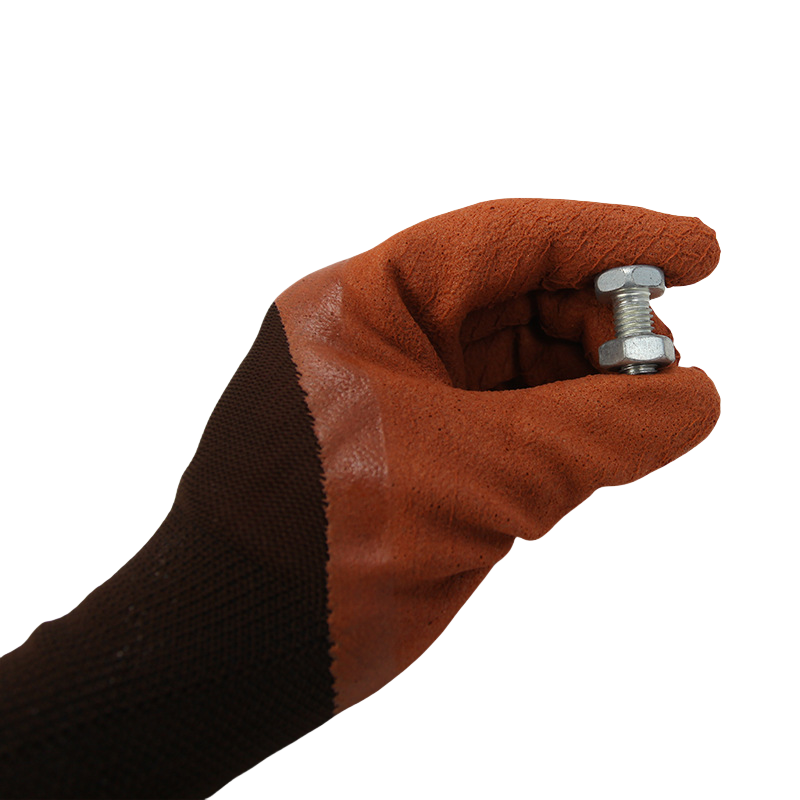 Latex coffee semi-hanging foam labor protection Wear resistant handling soft breathable work gloves with adhesive