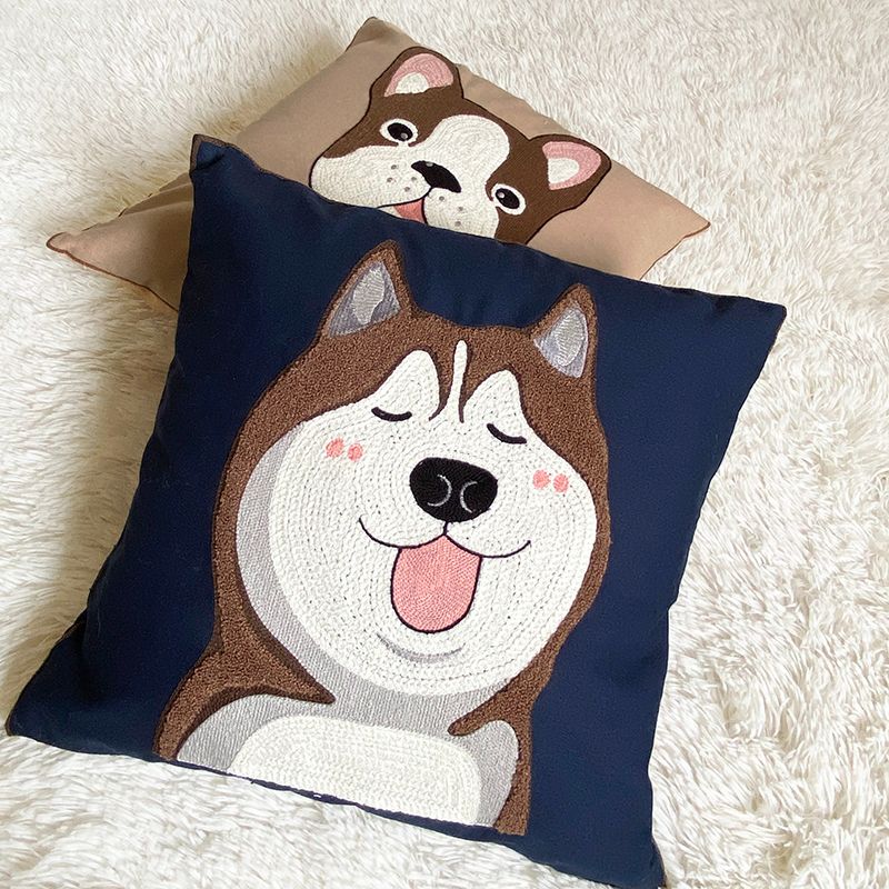 Customizable Soft Pillow with Cute Husky Design Cushion for Home Decor Sofa Bed