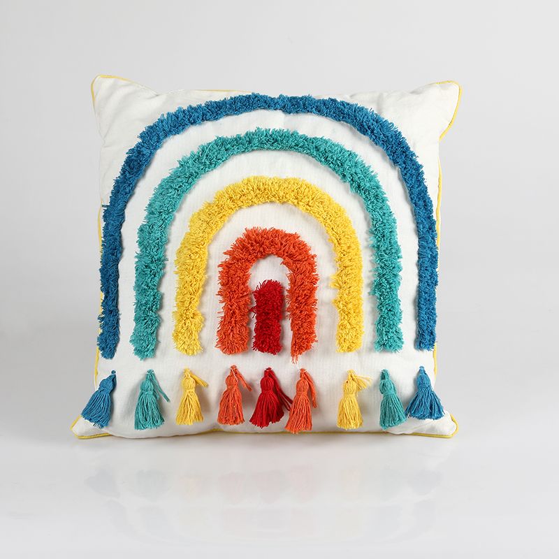 Customization Beautiful Rainbow Fluffy Pillow For Sofa Comfortable Back Support