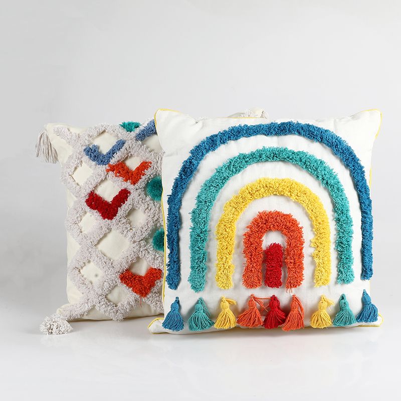 Customization Beautiful Rainbow Fluffy Pillow For Sofa Comfortable Back Support