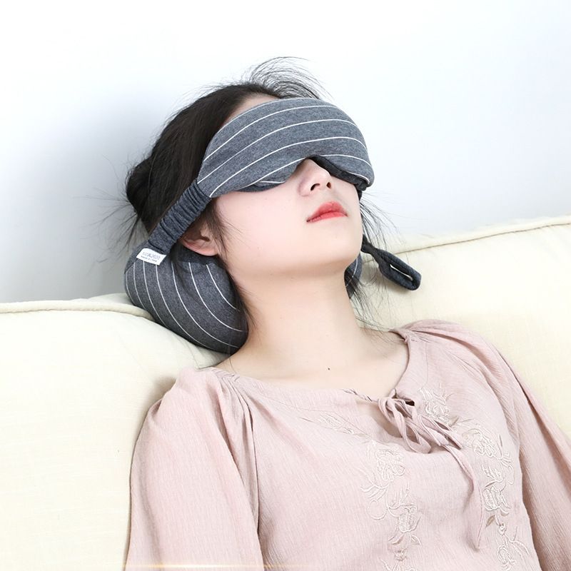 Relaxing Striped Eye Mask Pillow with Bead Filling Elegant and Relaxing Sleep Aid