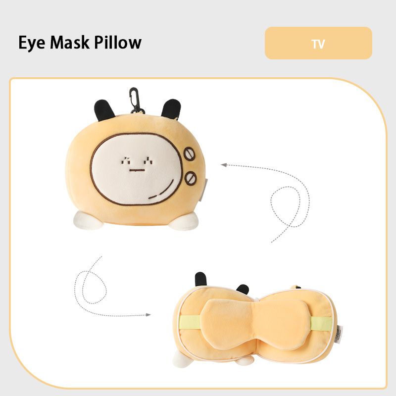 Cute Cartoon Eye Mask Pouch - Plush Storage Case with Fun Character Design