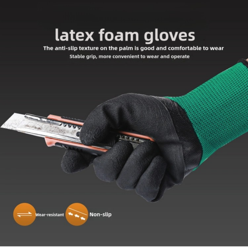 Latex foaming work site wear resistance tear resistance breathable non-slip logistics transport work protective gloves