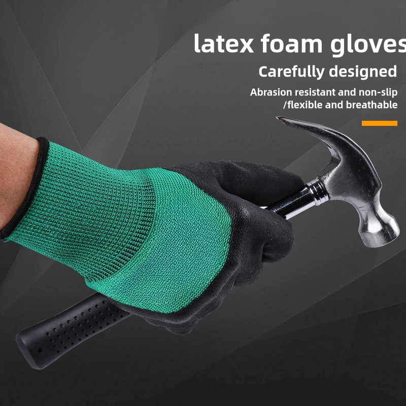 Latex foaming work site wear resistance tear resistance breathable non-slip logistics transport work protective gloves