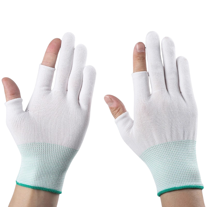 Thin stick finger leak elastic breathable clean touch screen Nylon yarn computer assembly product inspection protective gloves