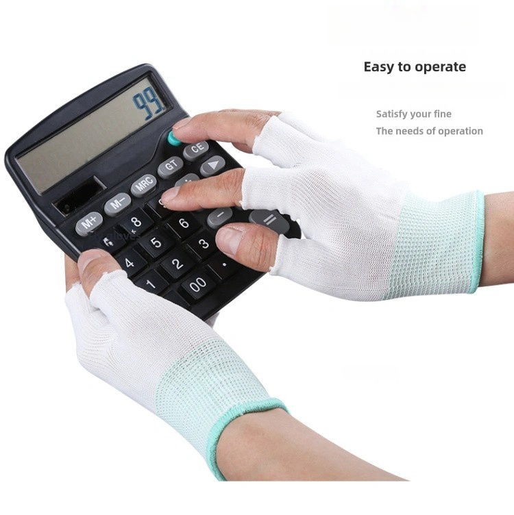 Thin stick finger leak elastic breathable clean touch screen Nylon yarn computer assembly product inspection protective gloves