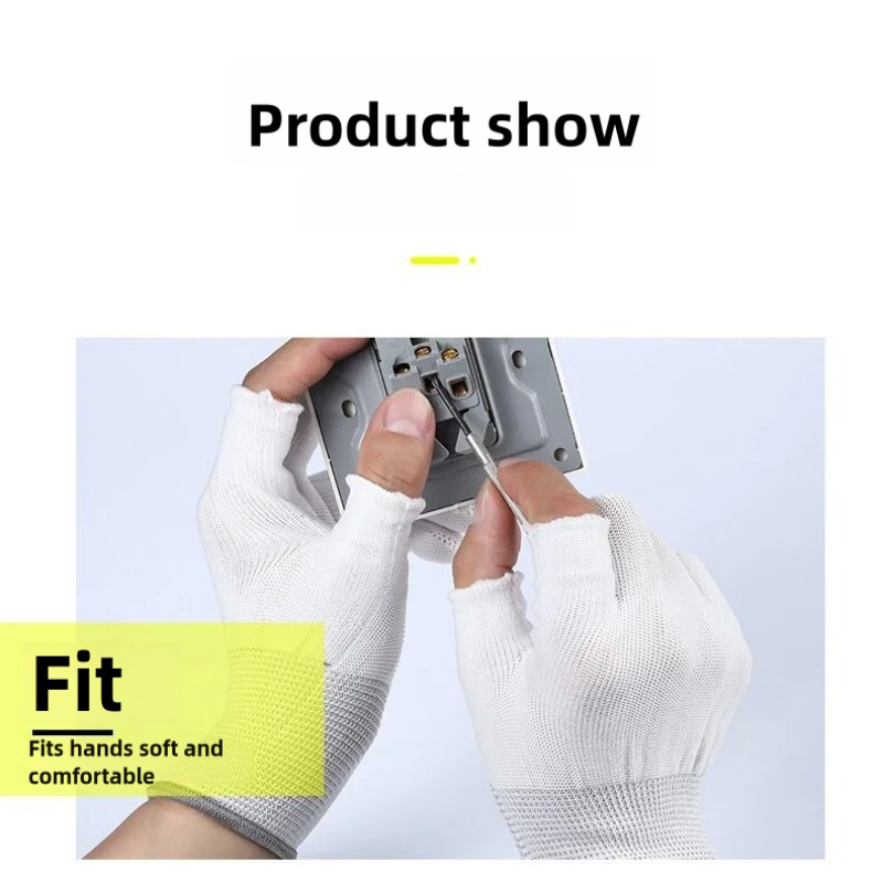 Thin stick finger leak elastic breathable clean touch screen Nylon yarn computer assembly product inspection protective gloves