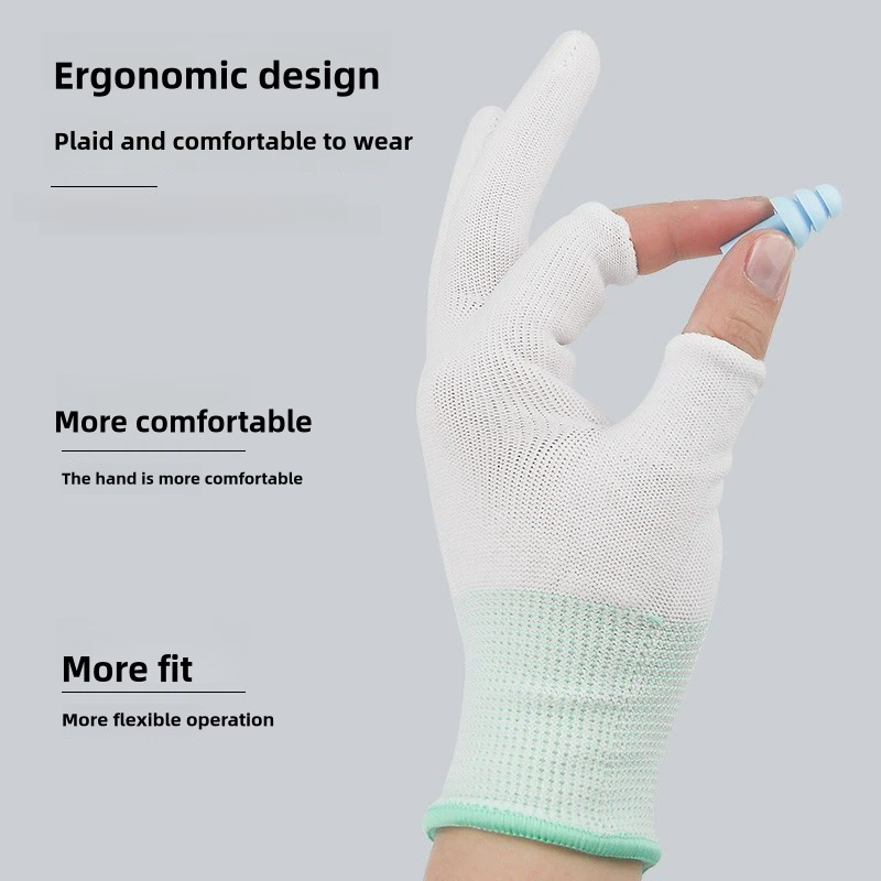 Thin stick finger leak elastic breathable clean touch screen Nylon yarn computer assembly product inspection protective gloves