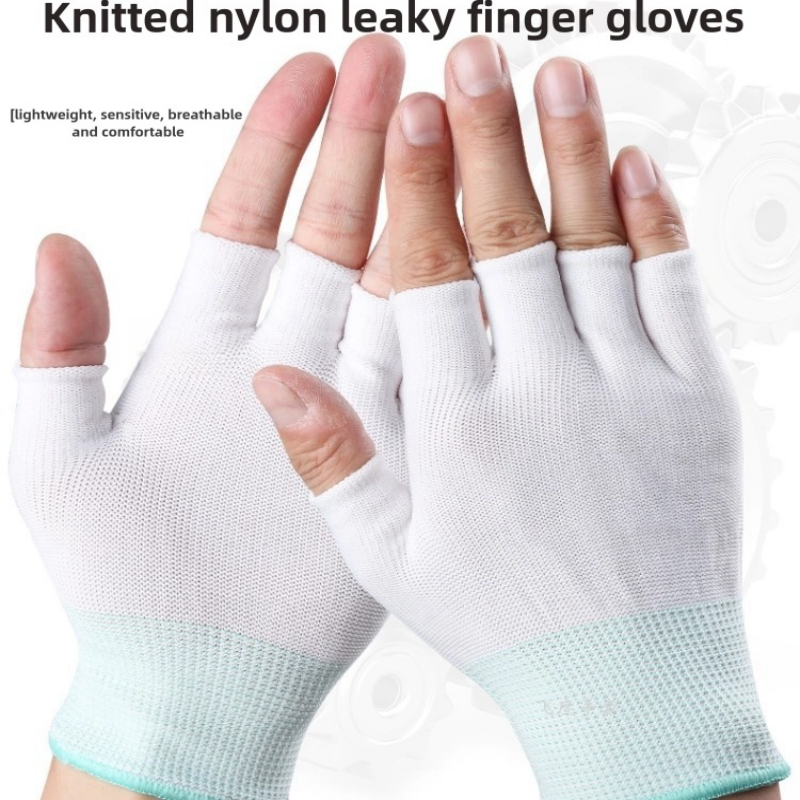 Thin stick finger leak elastic breathable clean touch screen Nylon yarn computer assembly product inspection protective gloves