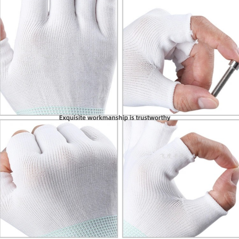 Thin stick finger leak elastic breathable clean touch screen Nylon yarn computer assembly product inspection protective gloves