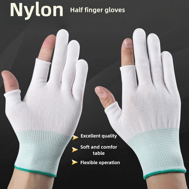 Thin stick finger leak elastic breathable clean touch screen Nylon yarn computer assembly product inspection protective gloves