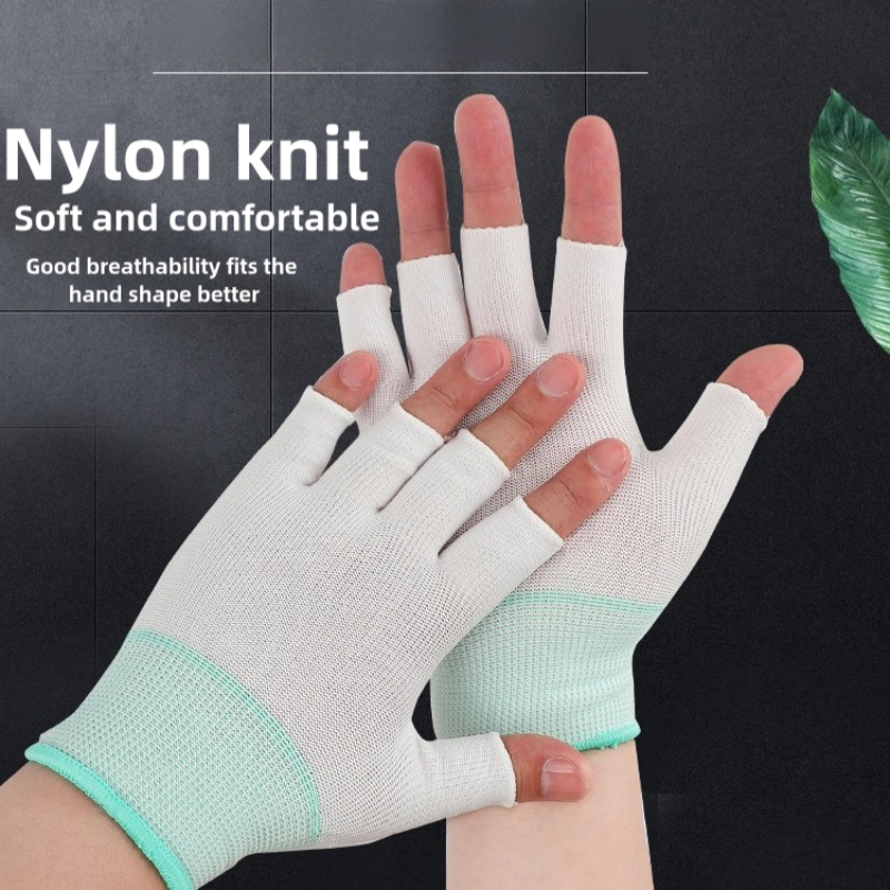 Thin stick finger leak elastic breathable clean touch screen Nylon yarn computer assembly product inspection protective gloves