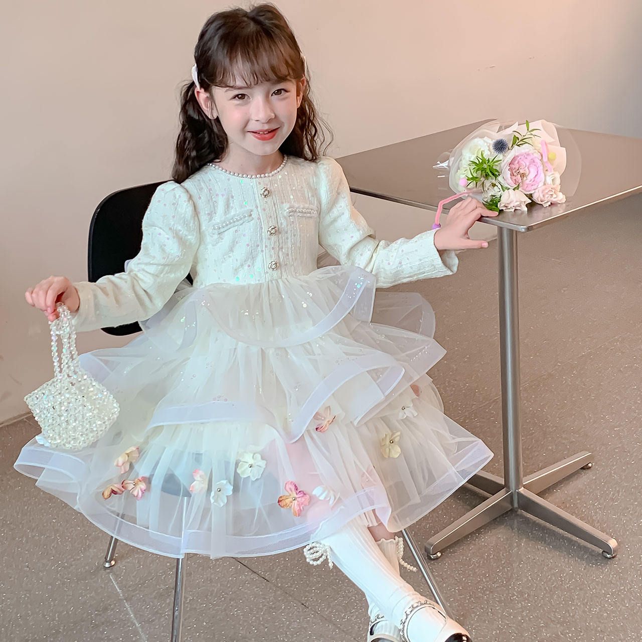 Factory Price Luxury Birthday Princess Evening Dress Lovely Flower Girl Dress