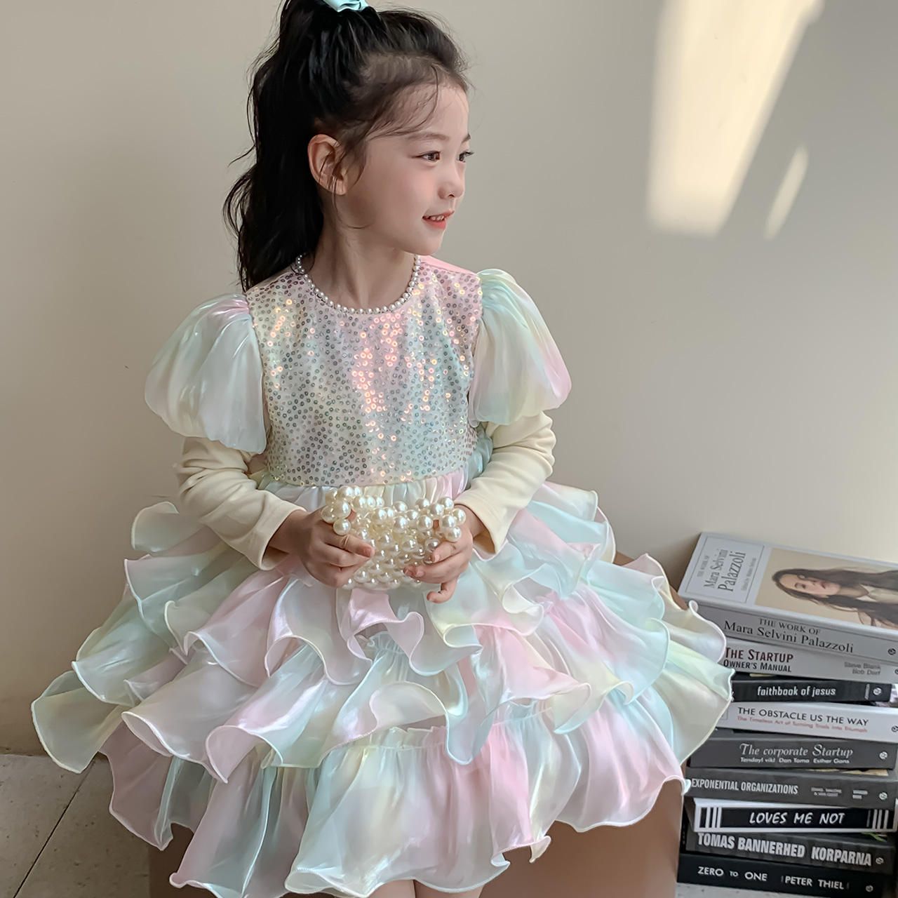 2024 luxury colorful beautiful short cute 8 year old girl partywear dress