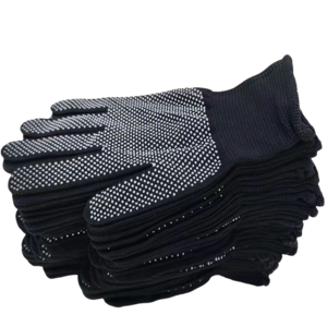 Thin black nylon adhesive non-slip palm bead non-slip breathable wear resistant packing and sorting labor protection gloves