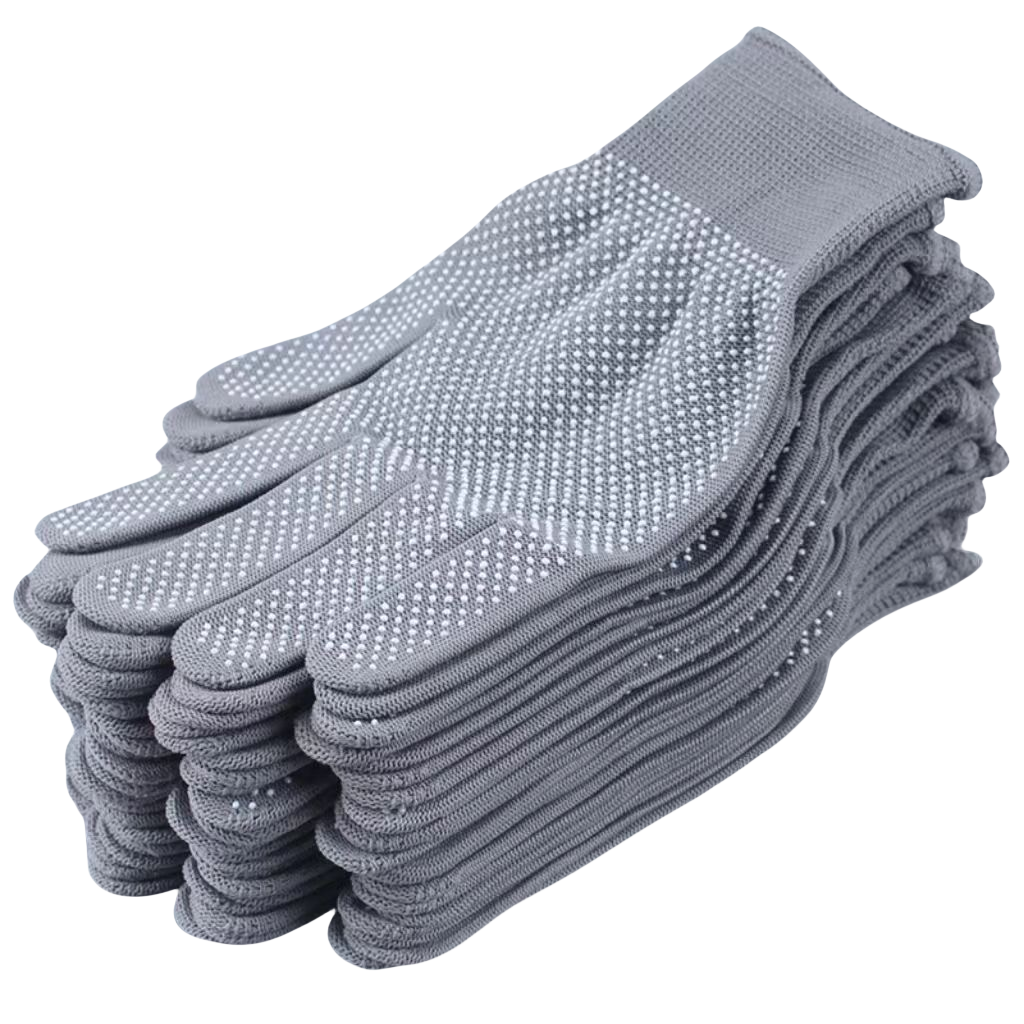 Thin grey nylon dispensed non-slip palm bead non-slip breathable wear resistant packing sorting labor protection gloves