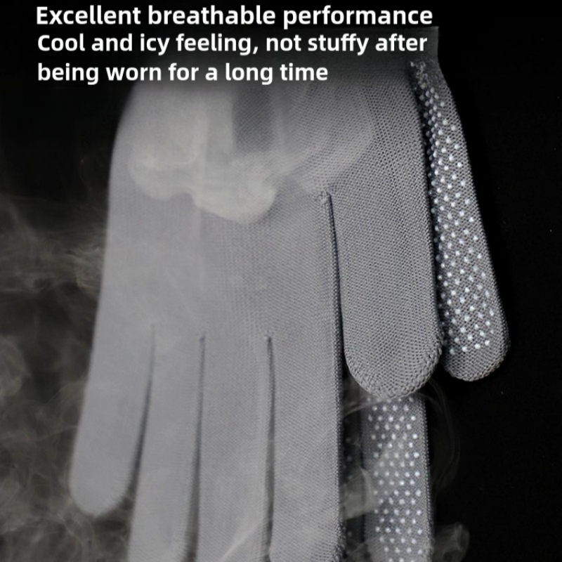 Thin grey nylon dispensed non-slip palm bead non-slip breathable wear resistant packing sorting labor protection gloves