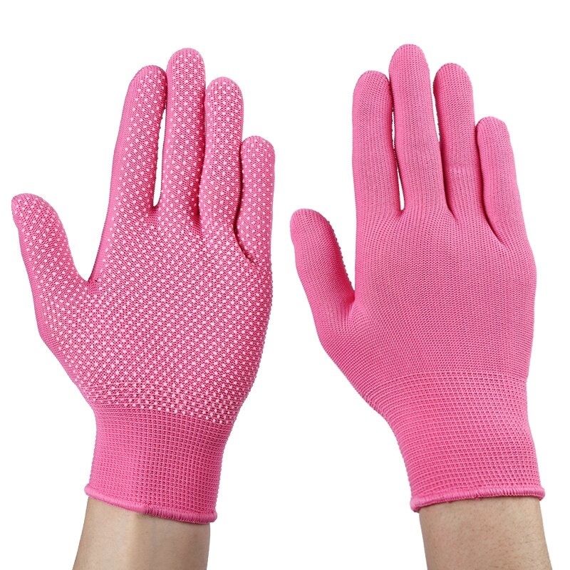 Thin multi-color nylon dispensing non-slip palm bead stop slip breathable wear resistant packing sorting labor protection gloves