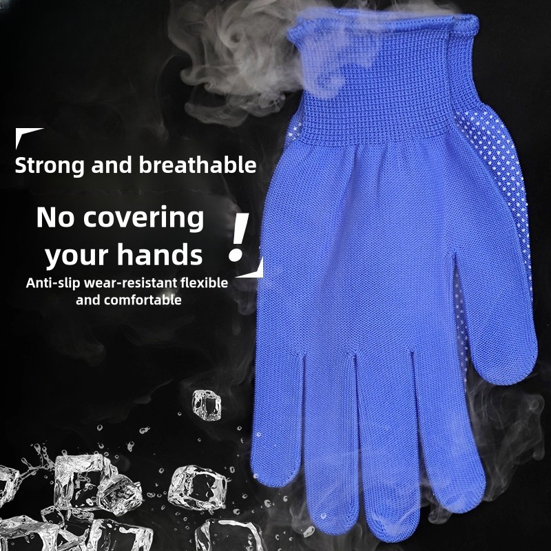 Thin multi-color nylon dispensing non-slip palm bead stop slip breathable wear resistant packing sorting labor protection gloves