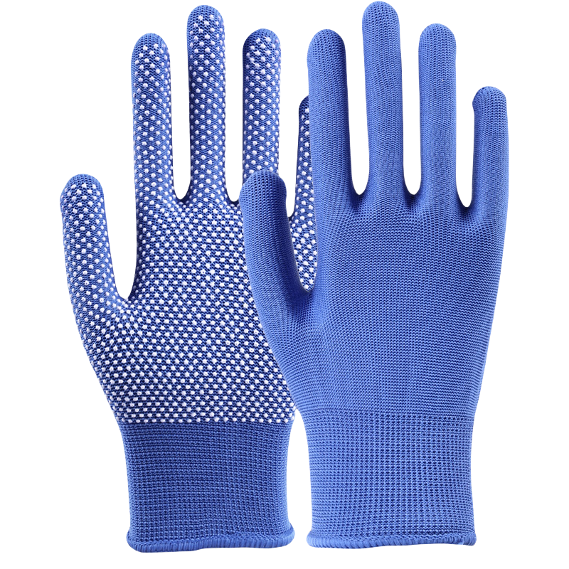 Thin multi-color nylon dispensing non-slip palm bead stop slip breathable wear resistant packing sorting labor protection gloves