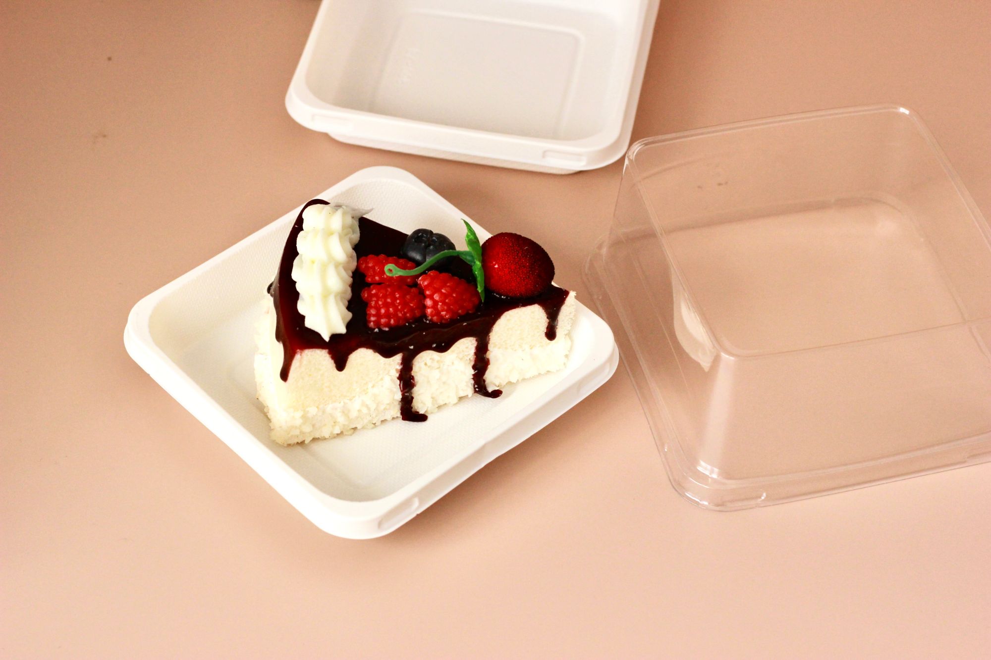 FREE SAMPLE square plastic white bottom with clear lid pastry box for cake sandwich sweet