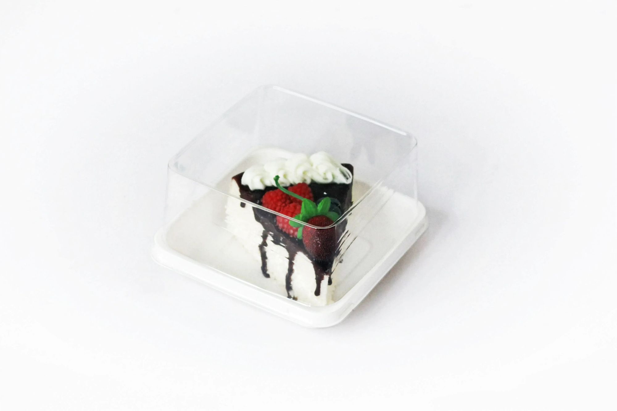 FREE SAMPLE square plastic white bottom with clear lid pastry box for cake sandwich sweet