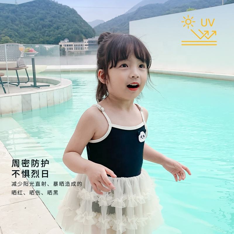 OEM/ODM High Quality Summer Black Swimsuit Children Kids Swimwear Girls Summer Tulle Skirt Swimwear For Little Girls 3507