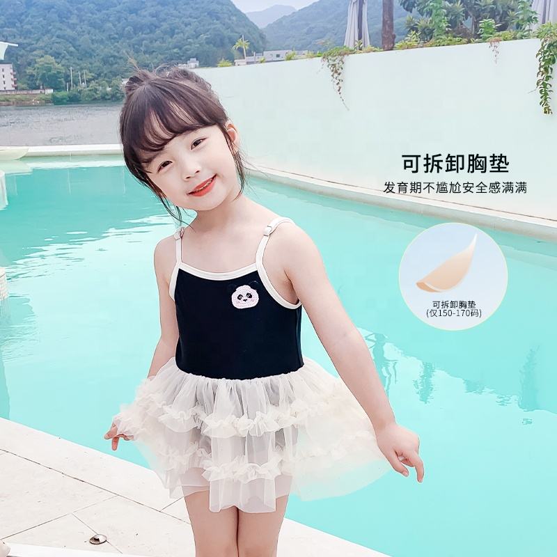 OEM/ODM High Quality Summer Black Swimsuit Children Kids Swimwear Girls Summer Tulle Skirt Swimwear For Little Girls 3507