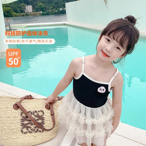 OEM/ODM High Quality Summer Black Swimsuit Children Kids Swimwear Girls Summer Tulle Skirt Swimwear For Little Girls 3507