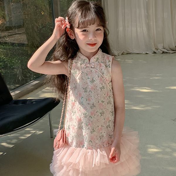 2024 Summer Sleeveless Flower Dress for Baby Girl Teenage Sweet Princess Clothes for Children Wedding Party Wear