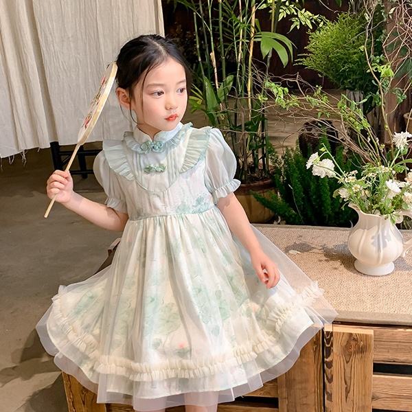 2024 Latest New Design Summer Flower Girl's Dress Chinese Style Flower Clothing for Children Birthday Party Dress