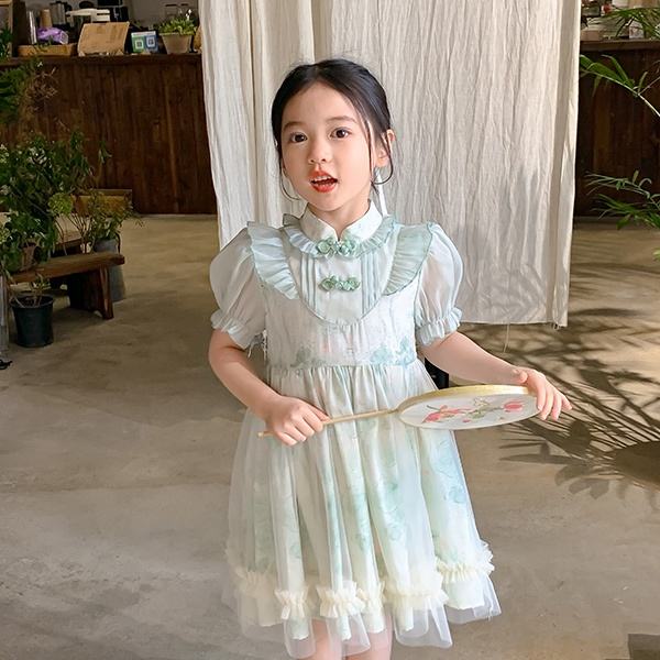 2024 Latest New Design Summer Flower Girl's Dress Chinese Style Flower Clothing for Children Birthday Party Dress