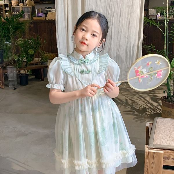 2024 Latest New Design Summer Flower Girl's Dress Chinese Style Flower Clothing for Children Birthday Party Dress