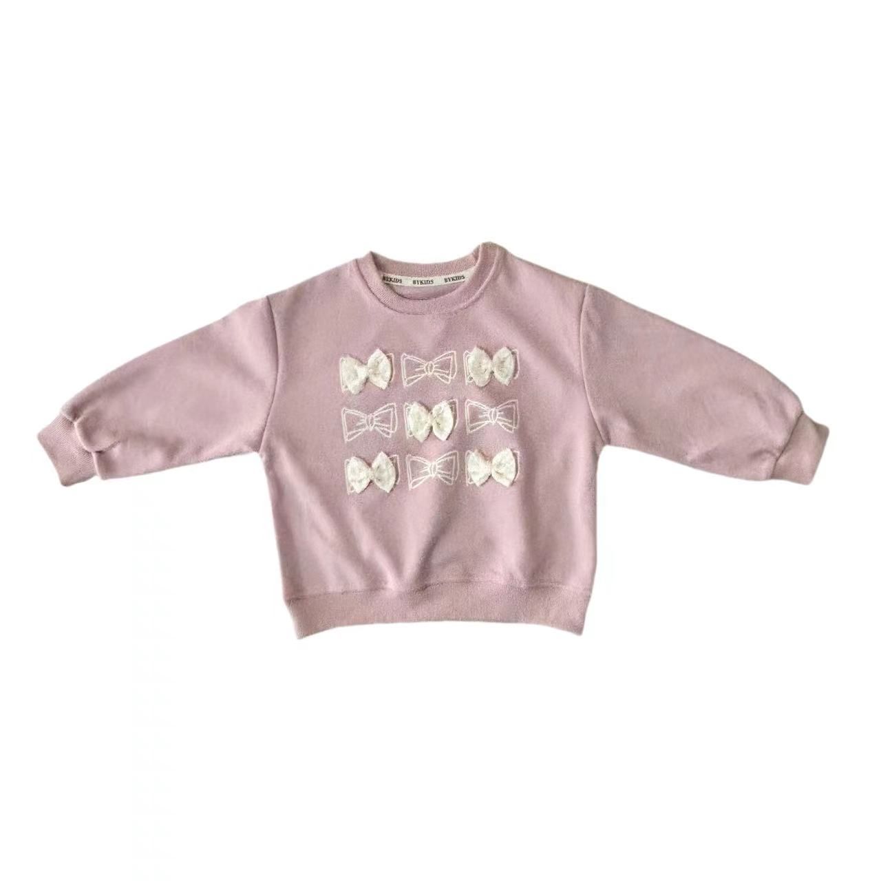 Cotton girl clothes Autumn Winter Girls' Hoodie Custom Knitted Fabric Casual Loose Fit Long Sleeved Sweater Lined for Kids