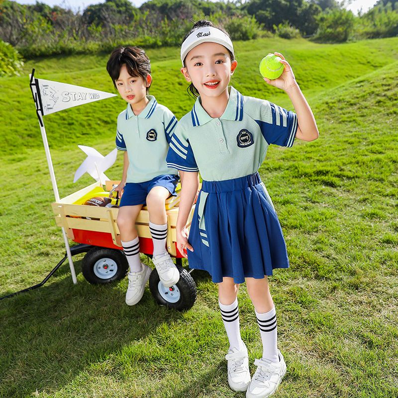 Primary school school uniforms Summer costumes Children's Sports Cotton Cotton Course Boys Girls College Wind