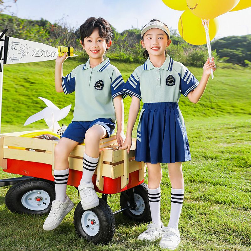 Primary school school uniforms Summer costumes Children's Sports Cotton Cotton Course Boys Girls College Wind