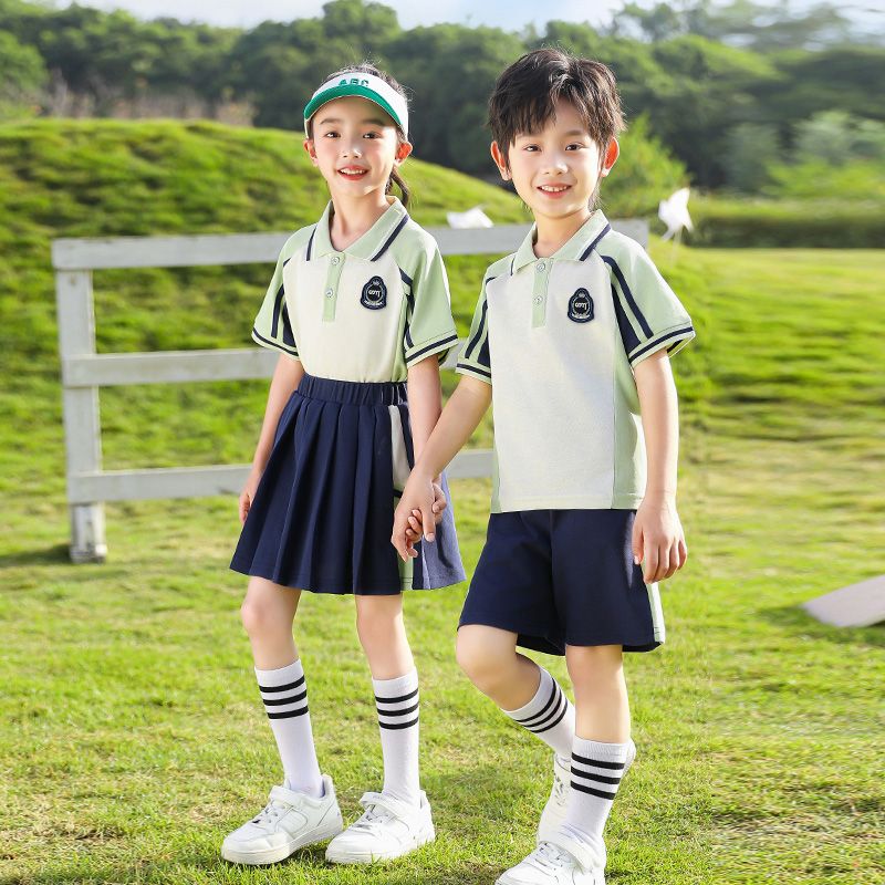 Elementary school uniforms summer clothes Children's sports cotton service college style