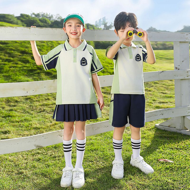 Elementary school uniforms summer clothes Children's sports cotton service college style