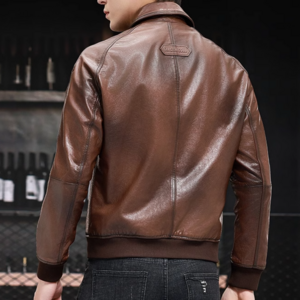 GOAT Imported Goatskin, Genuine Leather, leather jacket, casual lapels, fashionable motorcycle men's cropped jacket