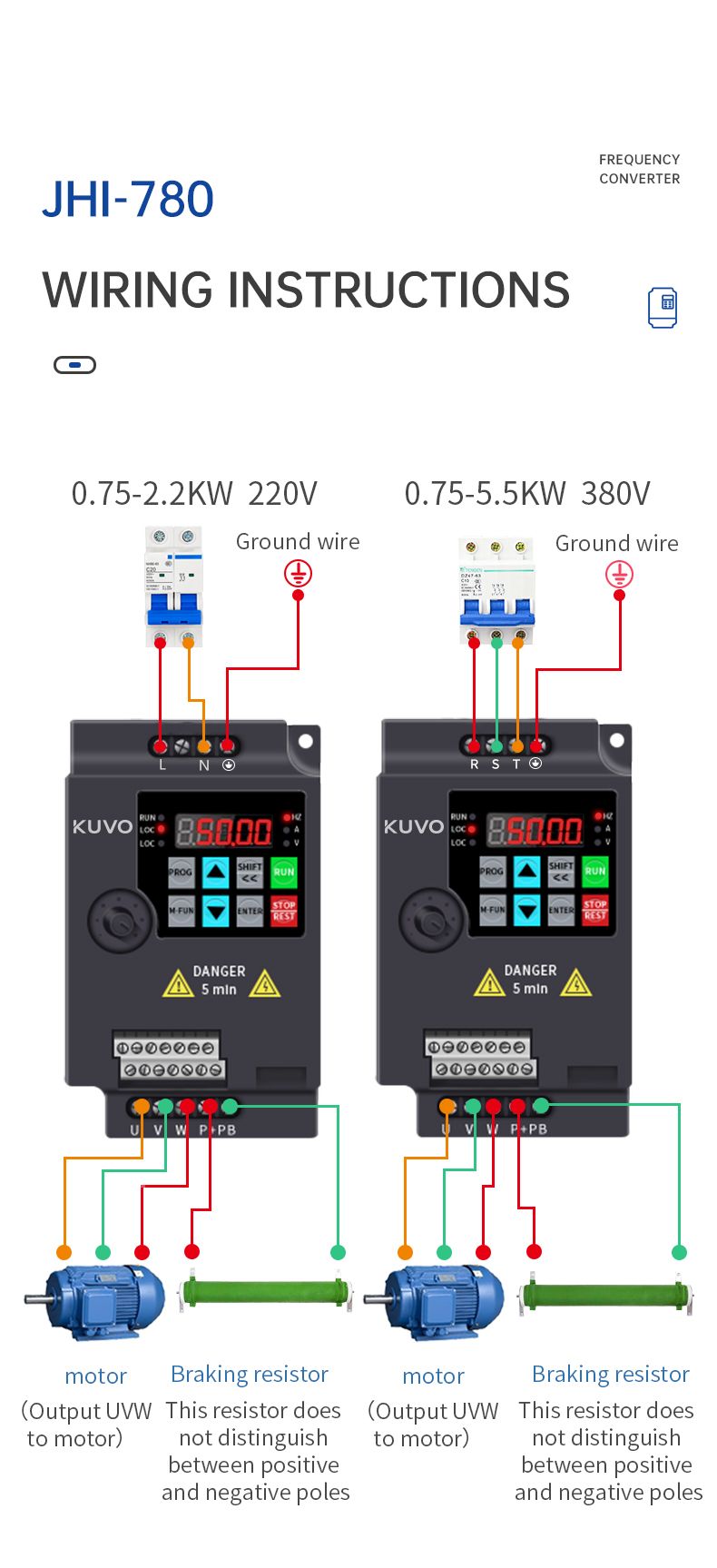 vfd drive 0.75kw frequency converter 220v 50hz 60hz AC motor speed control inverter-Kuvo