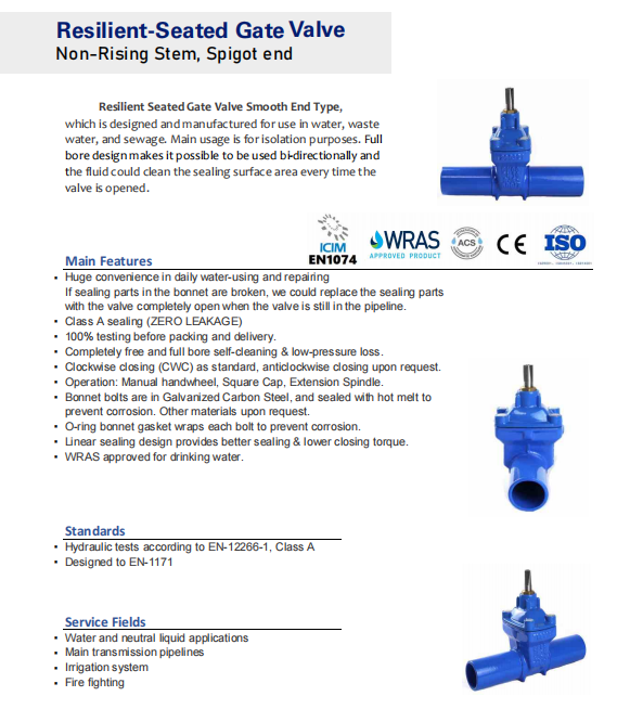 Direct insertion soft seal gate valve Direct insertion gate valve