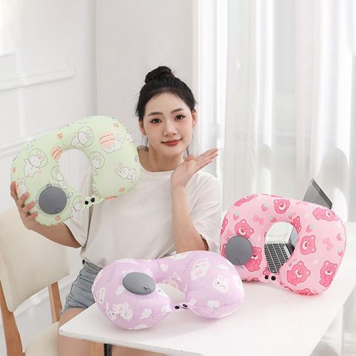 Customization Portable Foldable Colorful Pattern Inflatable Neck Travel Pillow