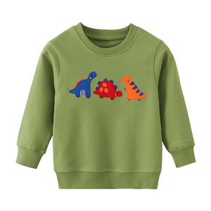 Unisex Kids' Dinosaur Print Long-Sleeve Sweatshirt - Cozy Green Pullover for Boys and Girls