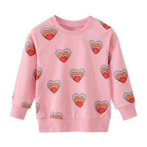 Girls' Pink Heart Print Long-Sleeve Sweatshirt - Cute and Cozy Pullover for Little Girls