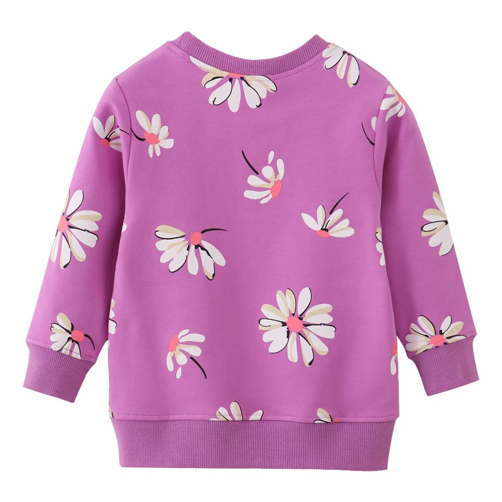 Spring Autumn New Arrival Girls' Long-Sleeve Sweatshirt Cute Daisy Print Crew Neck Top Perfect for Casual and Comfortable Wear