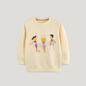 Girls' Cream Long-Sleeve Sweatshirt with Ballet Dancers Print - Soft Cotton Pullover for Toddlers & Kids